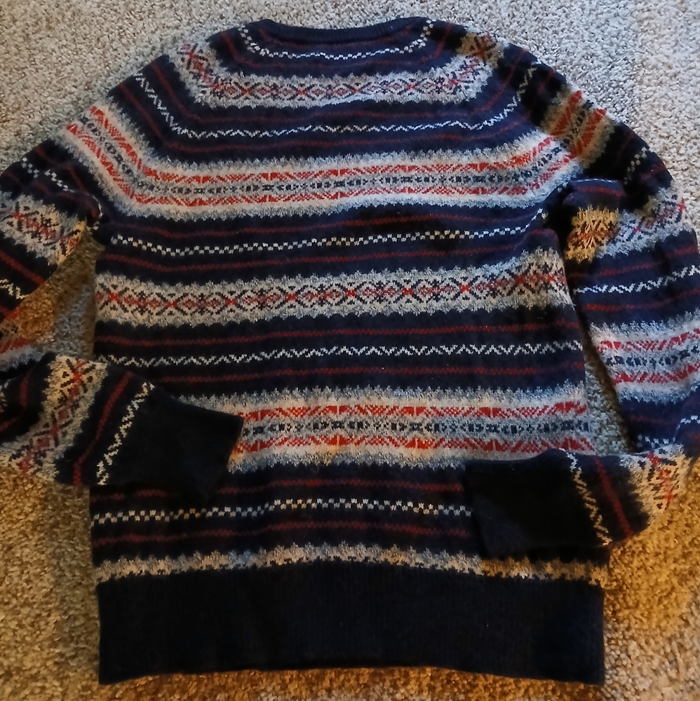 J.CREW 100% LAMBSWOOL Crewneck Fair Isle Sz L - Picture 2 of 9